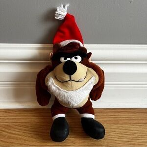 Vintage Warner Bros Tazmanian Devil Santa Plush 1992 Christmas Looney Toons